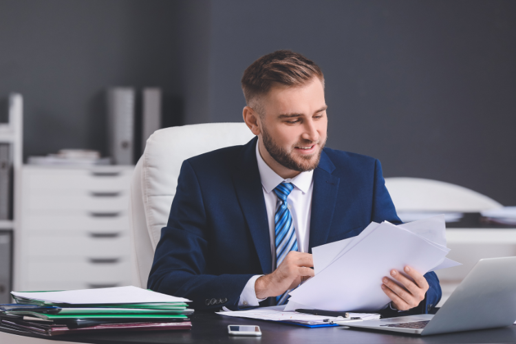 Accountant Reviewing a Document